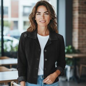 Bernardo Genuine Leather Jacket 1X Black Cropped Plus Size Embossed Snakeskin